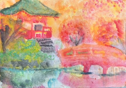 紅葉 水彩風景画 小学生 絵画教室 長崎市 諫早市 時津 アトリエ ポポロ 子供 大人 習い事 Cgイラスト 小学生 中学生 高校生 社会人 長与